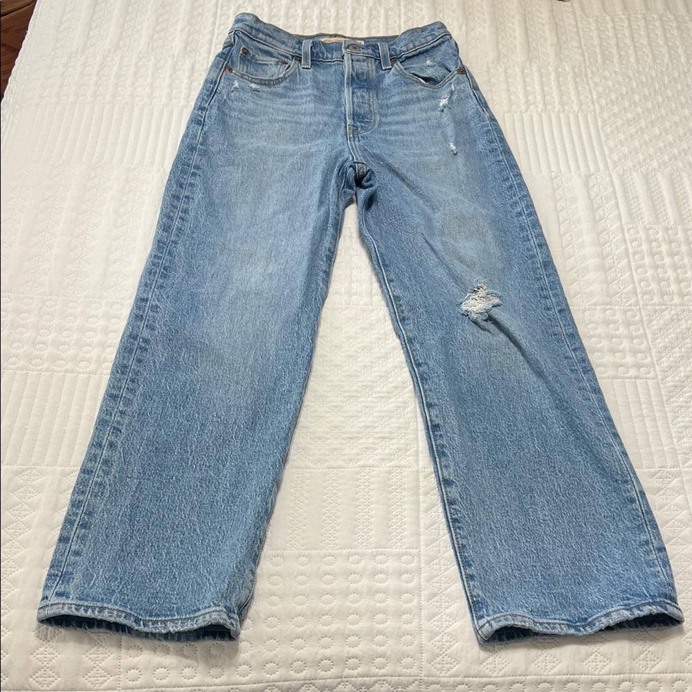 Levi's Washed Light Blue Rib cage Straight Ankle Jeans